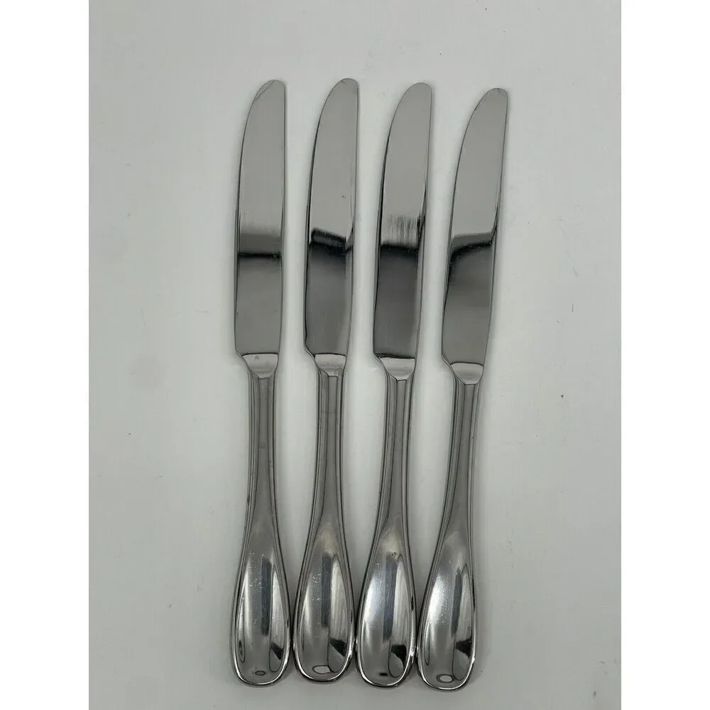 Oneida Stainless Dinner Knife 9 1/2” VOSS Glossy Concave Handle Set Of 4